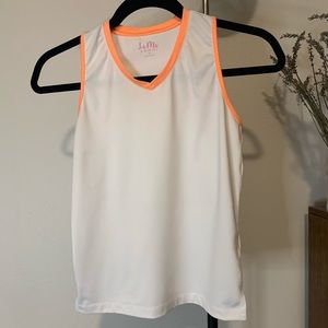 Li Mi - Little Miss Tennis racer back tank with neon orange trim